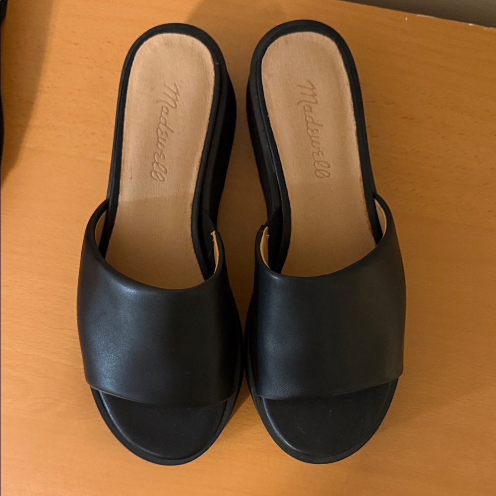 Madewell Black Leather Mules